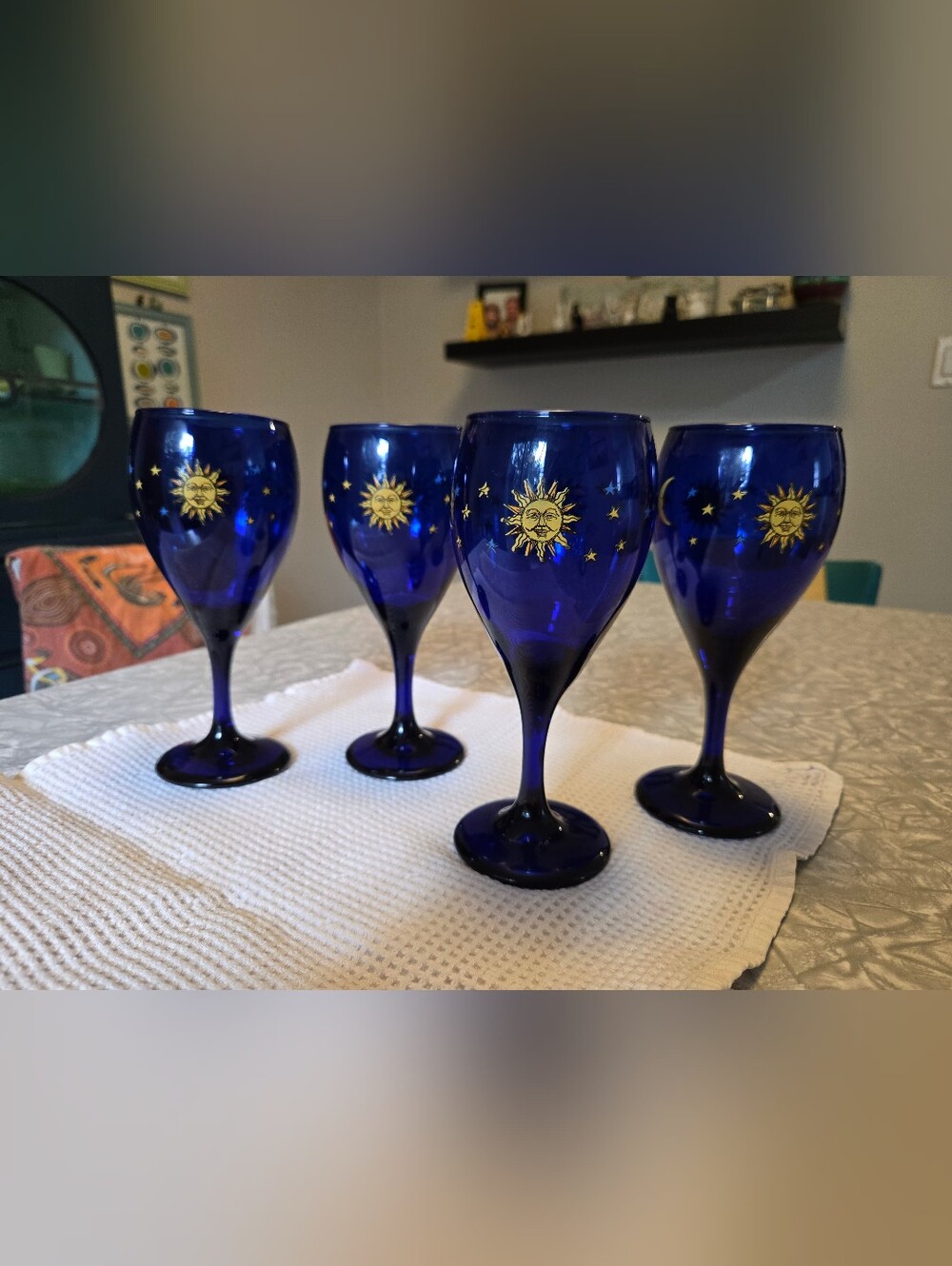 1990s Libbey Celestial Colbalt Goblets - Set of 4